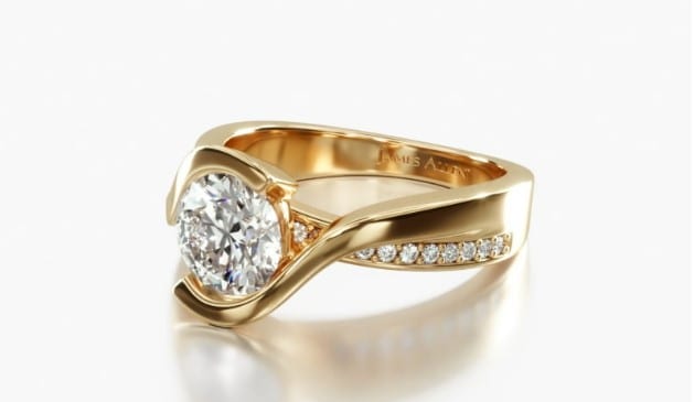 Yellow Gold Tension Setting Engagement Ring