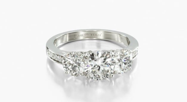 A three stone round pavé ring for a classic personality