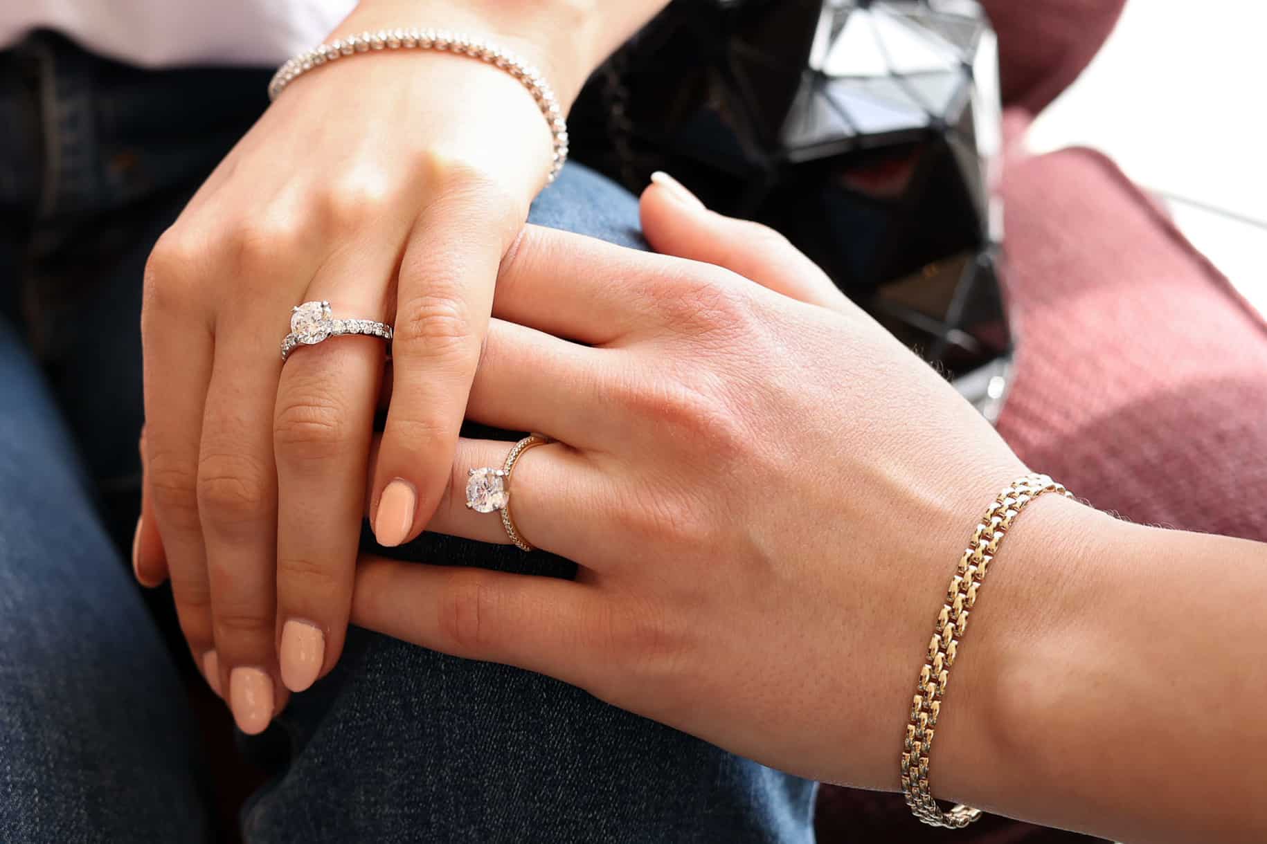 2ct round cut diamond pavé engagement rings