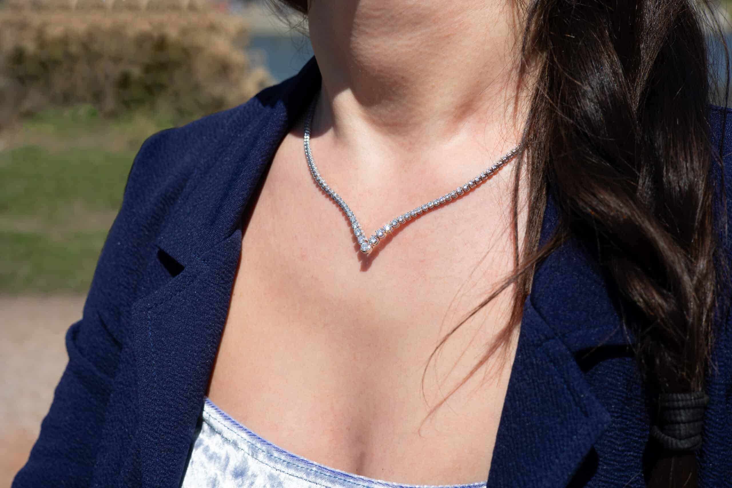 Diamond Chevron Eternity Necklace