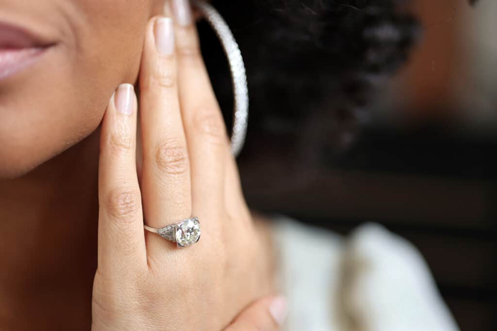 5 carat diamond ring in a vintage setting