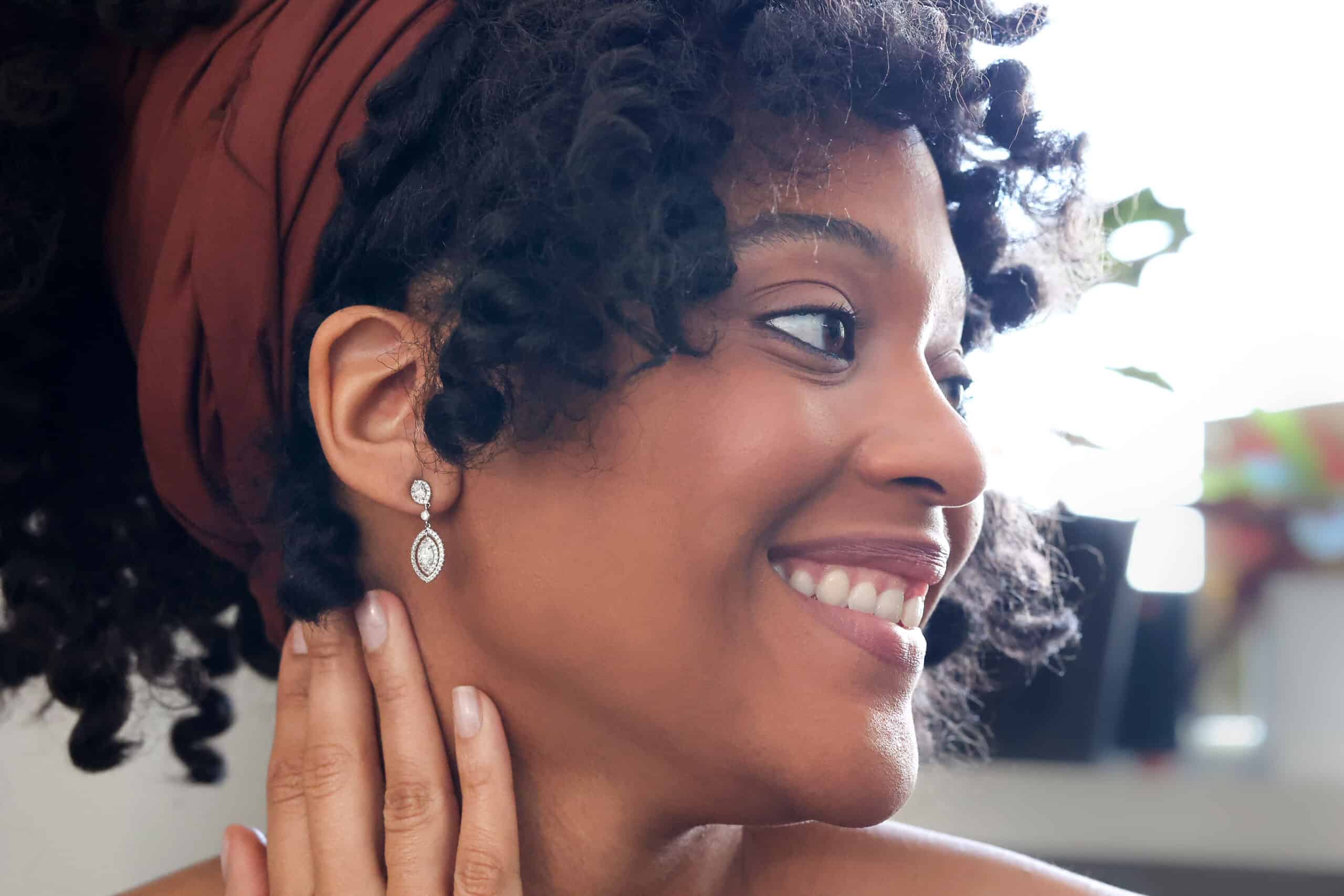 Marquise diamonds in halo earrings