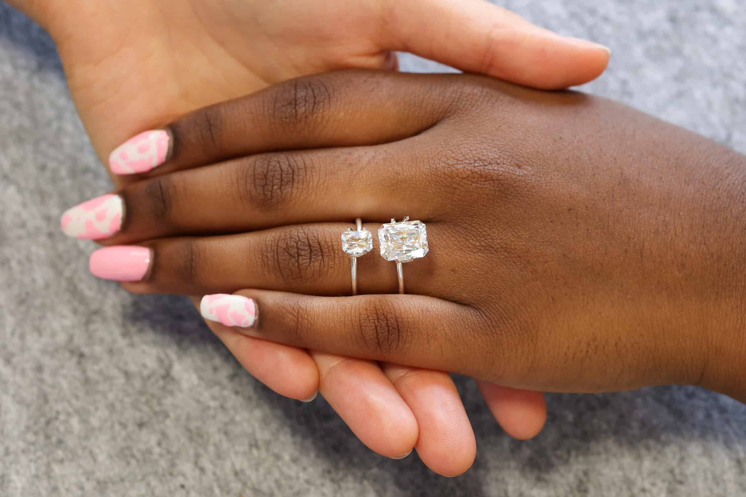 A 1ct and 5ct Radiant Cut Diamond comparison