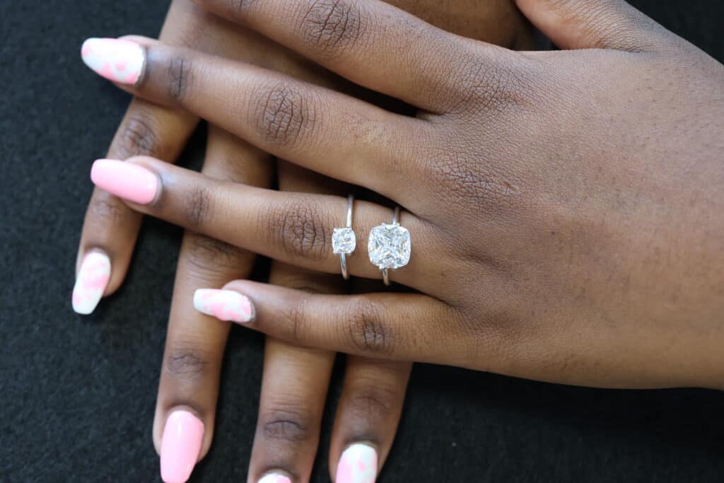 Cushion cut 14ct and 5ct diamond