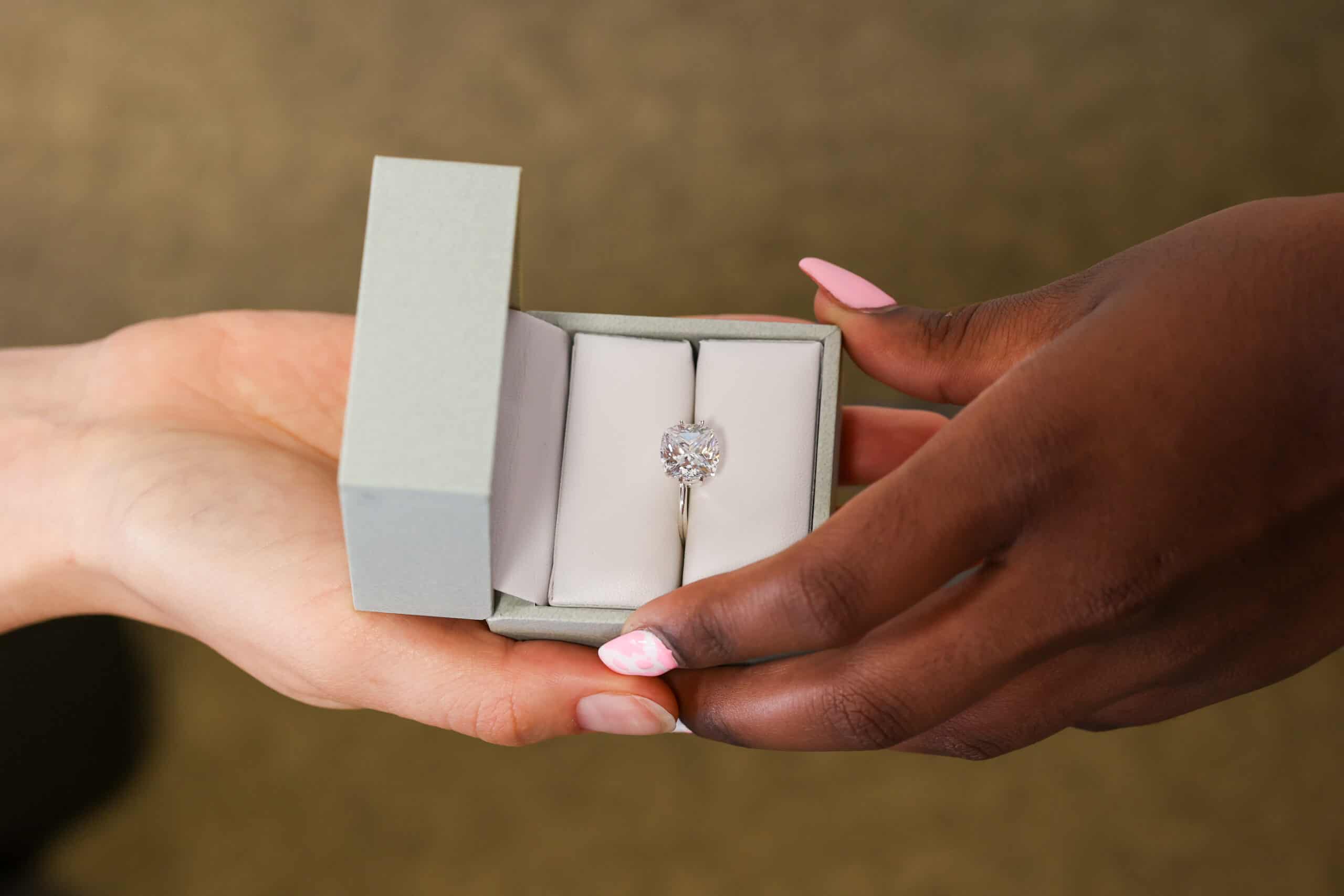 Same Sex Couple proposal engagement ring