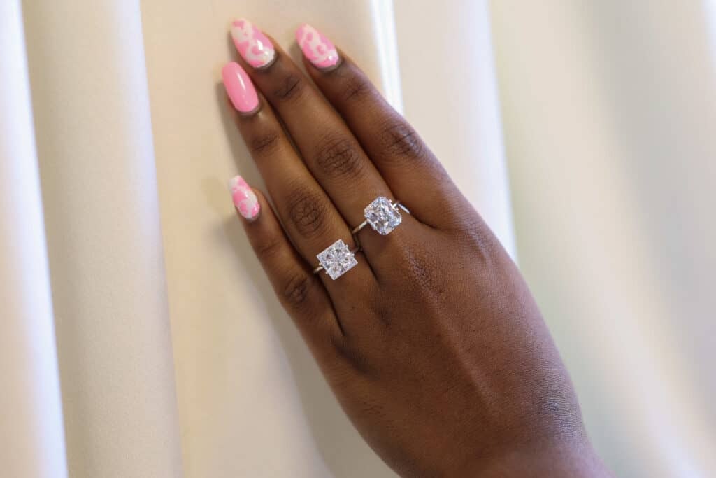 A radiant cut diamond vs. a princess cut diamond