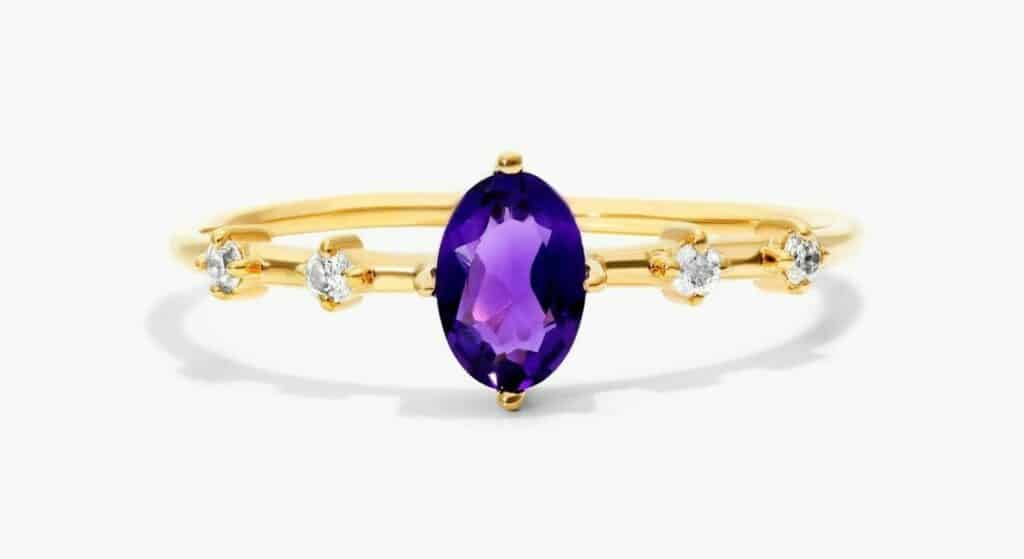 Oval cut Amethyst Ring With Diamond Accents