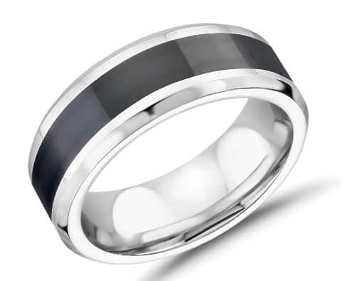 Black Ceramic Center Cobalt Wedding Band