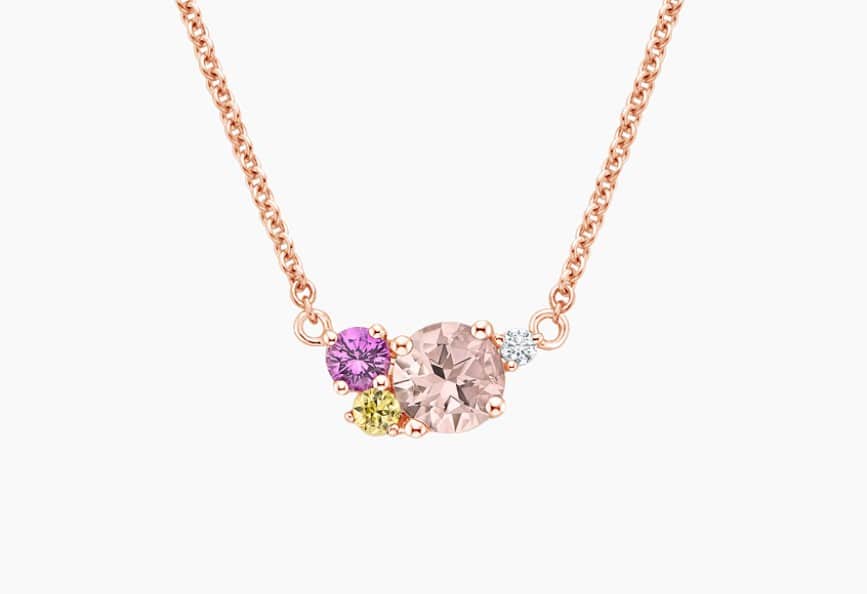Bouquet Pendant with sapphires, morganite and a diamond