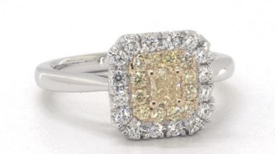 Cushion Halo Fancy Yellow Diamond Ring