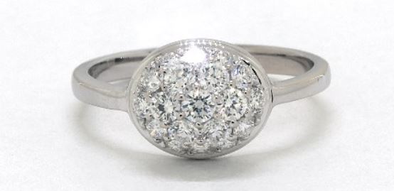 East-West Oval Pave Diamond Ring