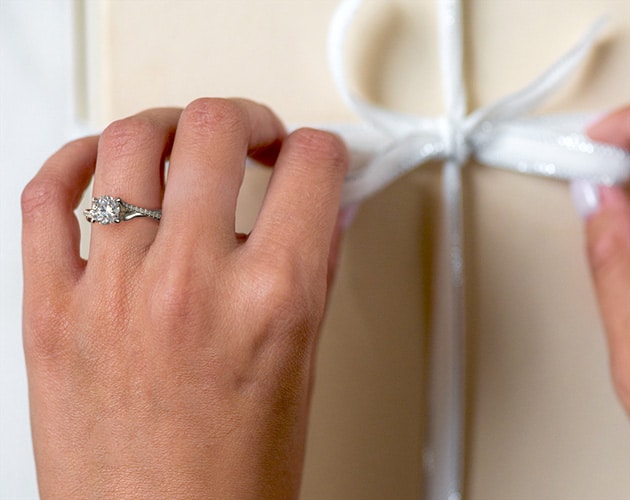 Twisted Pavé Shank Contemporary Diamond Engagement Ring