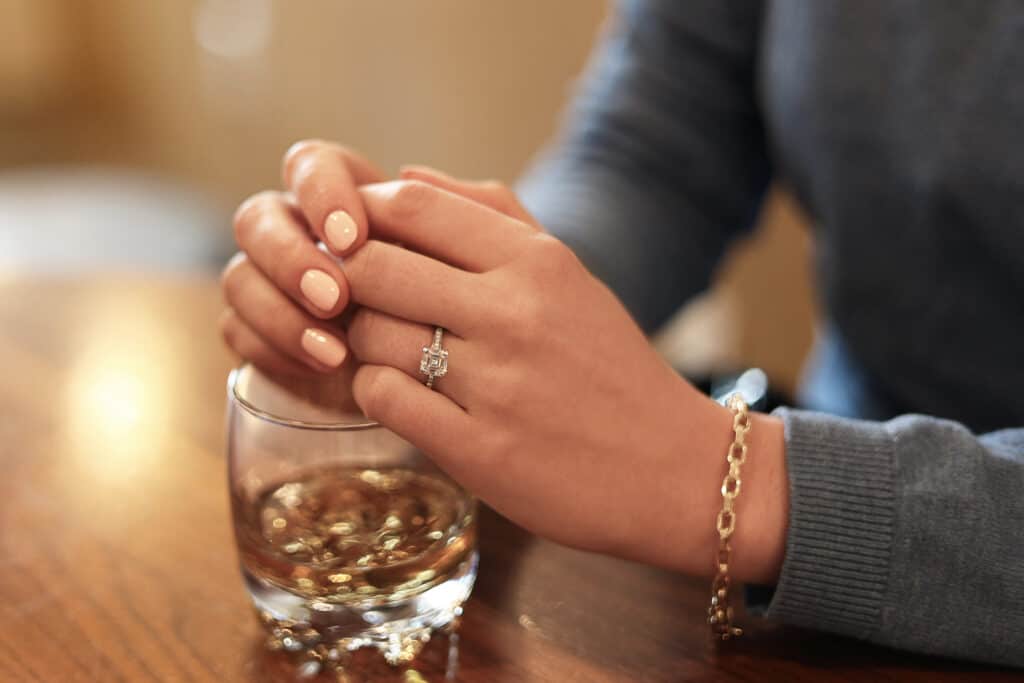 Asscher cut diamond engagement ring