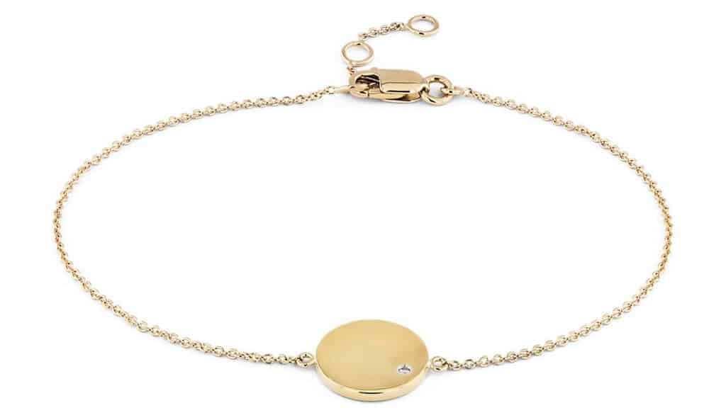 Mini Diamond Accented Engravable Disc Bracelet