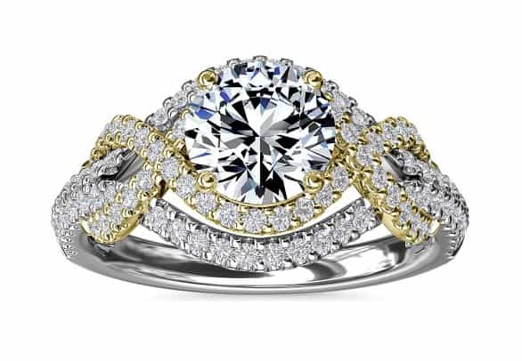 Two-Tone Intertwined Diamond Engagement Ring