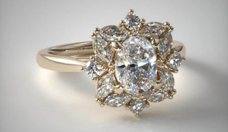 Marquise Cut Diamond Cluster Halo setting