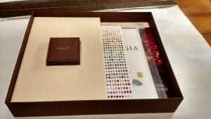 Leibish Jewelry box and Leibish diamonds fitted into a cradle