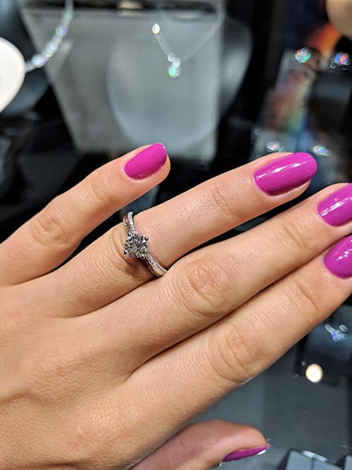 0.73ct diamond in a split shank pave setting at  Lee Hwa