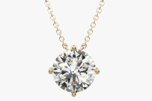 14K Yellow Gold Kite Set Solitaire Lab Created Diamond Pendant