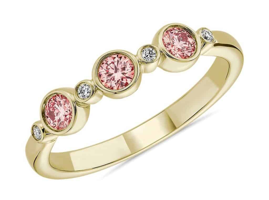 Lab-Grown Pink Diamond Round Stackable Ring LIGHTBOX