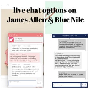 live chat on engagement rings with Blue Nile and James Allen
