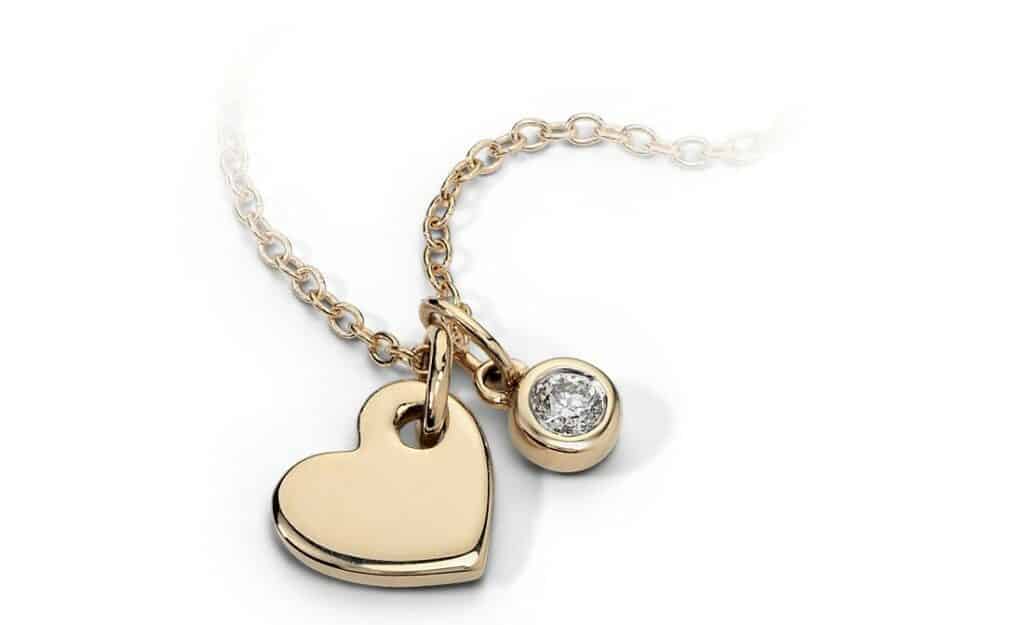 Mini Heart and Diamond Charm Pendant