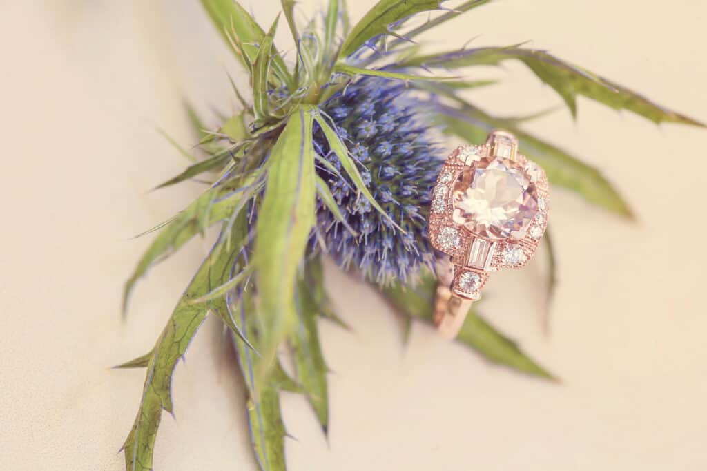 Morganite halo ring
