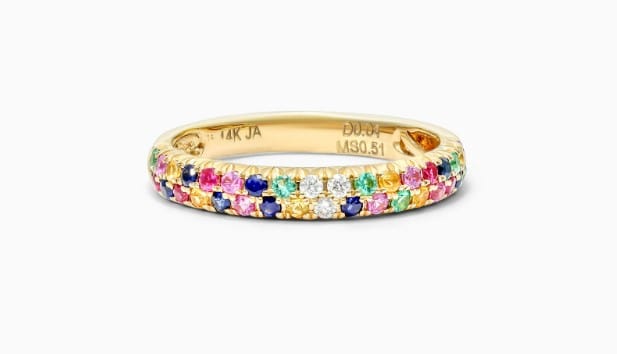 Double Row Pavé Multicolor Ring