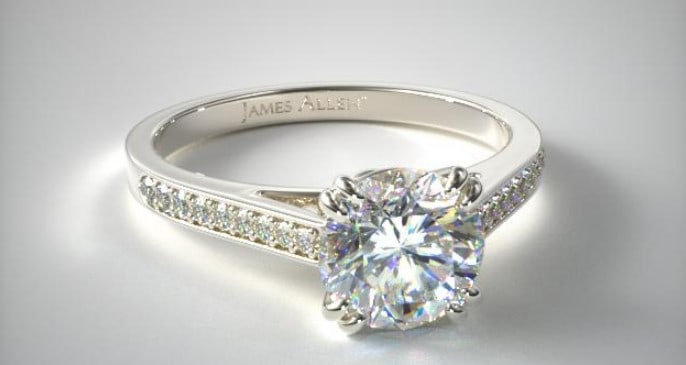 pave round cut diamond engagement ring 