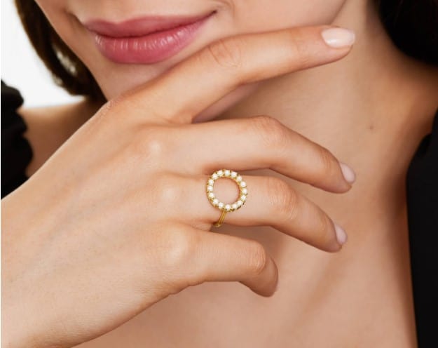 Freshwater Cultured Pearl Circle Promise Ring
