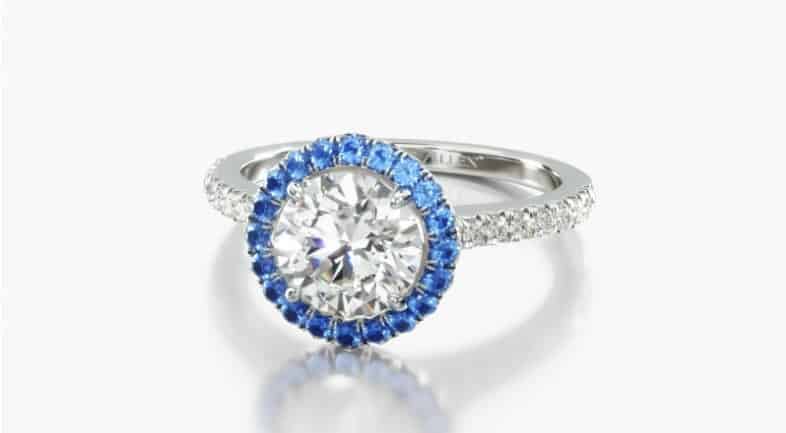 Sapphire halo engagement ring