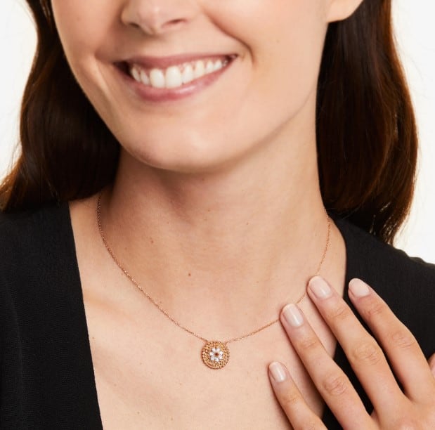 Rose Gold Dots Diamond Petals Necklace