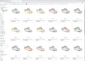 Amazon search listing for Twist Engagement Rings