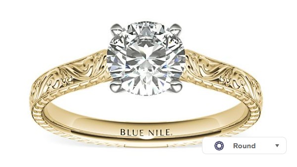 Hand-Engraved Solitaire Engagement Ring