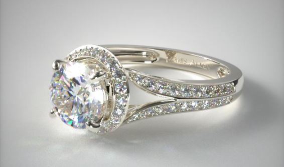Split Shank Flowering Tulip Diamond Halo Engagement Ring