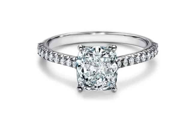 TIffany Novo Ring with a cushion diamond Center 