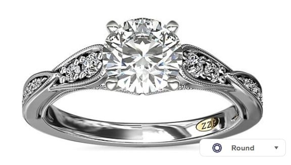 Zac Posen Milgrain Scalloped engagement ring setting