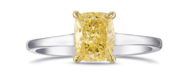 Fancy Yellow Cushion Diamond Solitaire Ring