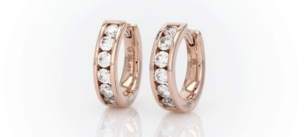 14K rose gold Mini Channel-Set Hoop Earrings