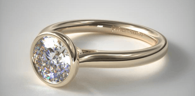 14K Yellow Gold Bezel Set Diamond Engagement Ring