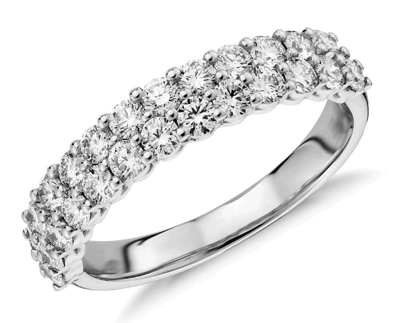 18K White Gold Double Row Diamond Ring