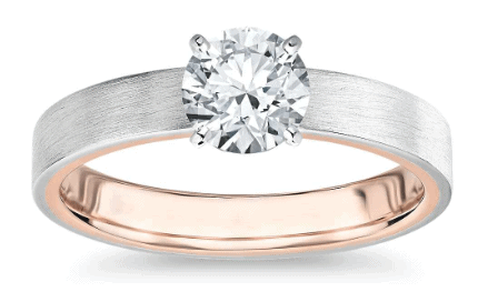 Matte Two-Tone Solitaire Diamond Engagement Ring