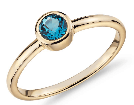Petite Bezel-Set Swiss Blue Topaz Fashion Ring from Blue Nile
