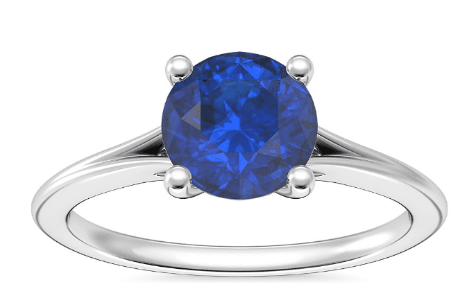 Blue Sapphire Split Shank Solitaire Engagement Ring