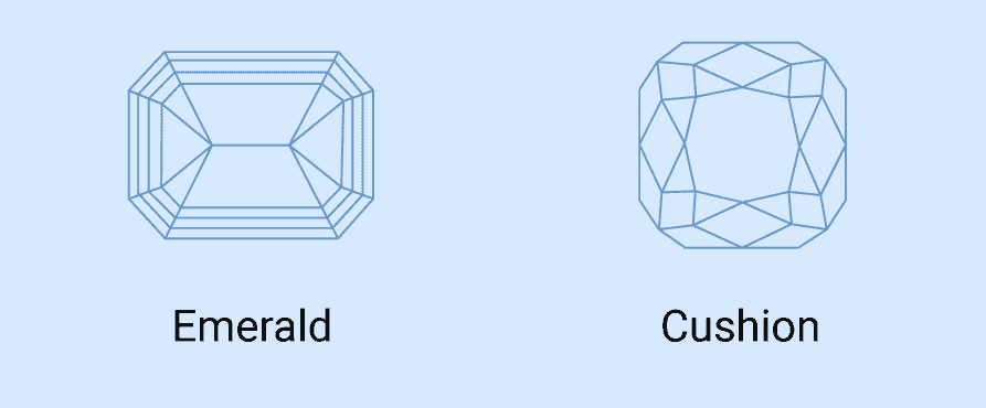 Emerald vs. cushion cut diamond