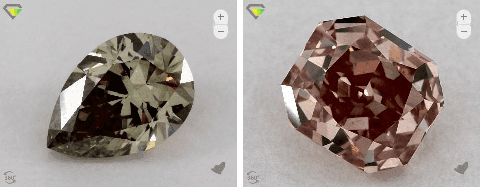 gray diamond and pink-brown diamond