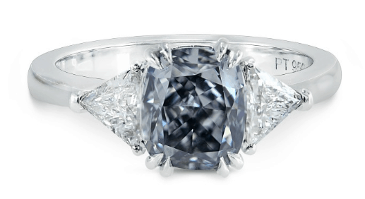 Fancy Gray-Blue Cushion Diamond Ring