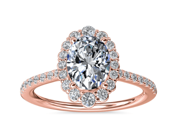 Crescendo Oval Halo Setting in Rose Gold