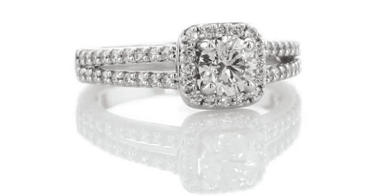 split shank halo engagement ring