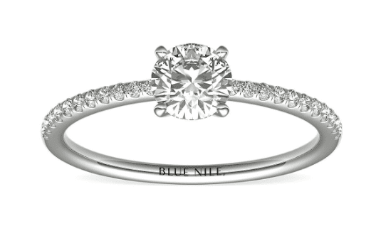 Petite Micropavé Diamond Engagement Ring with a 0.50ct Round cut diamond